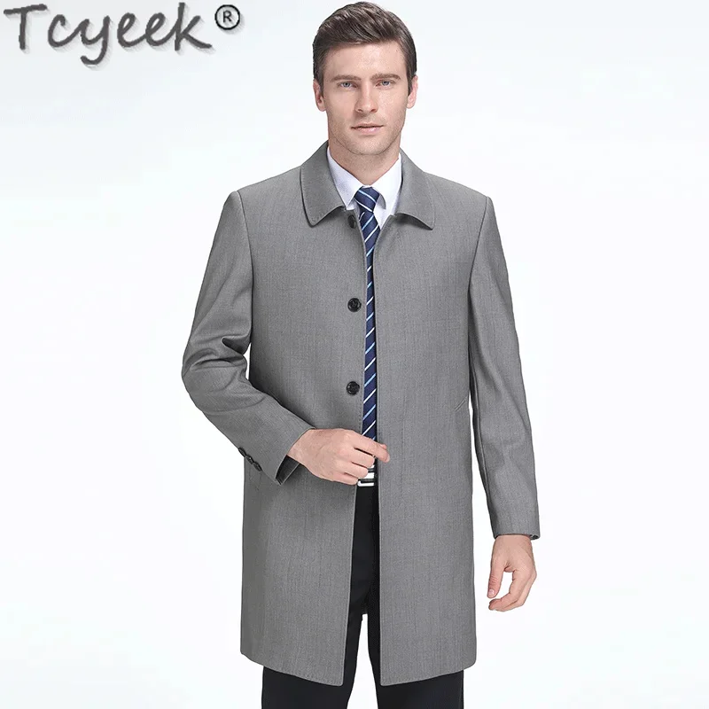 48% Tcyeek Wool Jackets Man Clothing Casual Trench Coat Men Fall Winter Thicken Woolen Jacket Mid-long Wool&blends Coats Loose