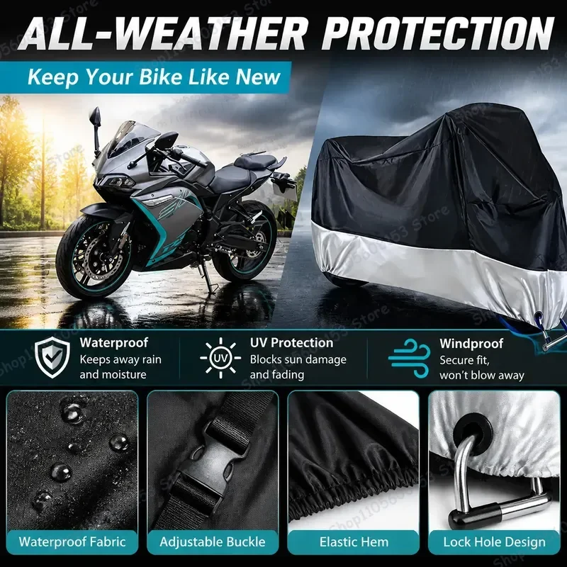 

For VOGE 300RR Motorcycle Cover Waterproof Dustproof UV Resistant All Weather Bike Cover for Indoor Outdoor Riding Scooter