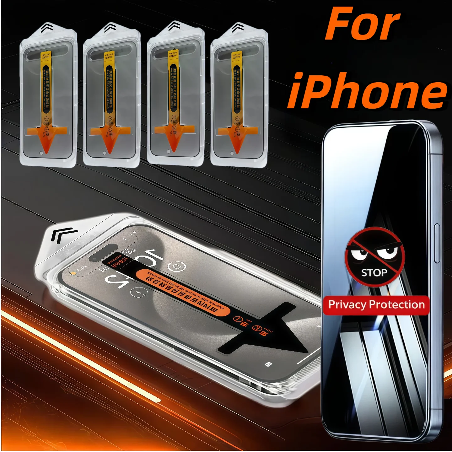 

4-Pack Privacy Screen Protector Tempered Glass for iPhone 17e/17Pro/16ProMax/16Plus/15/14/13/12/11/XR/XS Air Compatible