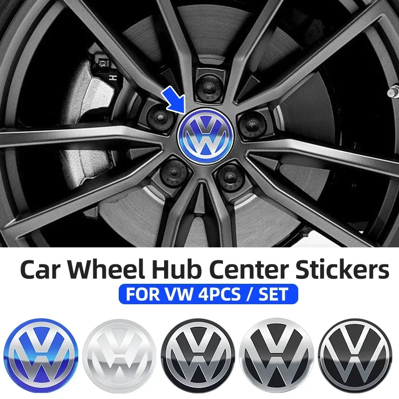 4pcs 56mm 60mm 65mm 70mm 75mm Car Wheel Center Hub Cap Badge Emblem Sticker For Volkswagen GOLF Polo Tiguan TOURAN CADDY PASSAT