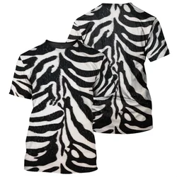 Tiger Leopard Zebra T-shirt For Men Cool Animal Skin Pattern Short Sleeves Summer Street Crew Neck T Shirt Loose Casual Tees