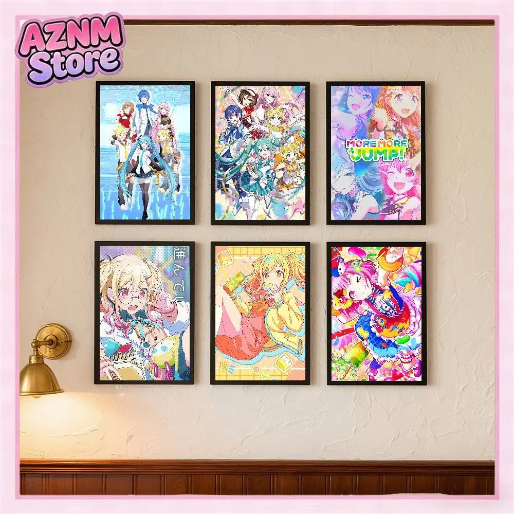 Anime P-project S-sekai Poster Self-adhesive Art Waterproof Paper Sticker Coffee House Bar Room Wall Decor