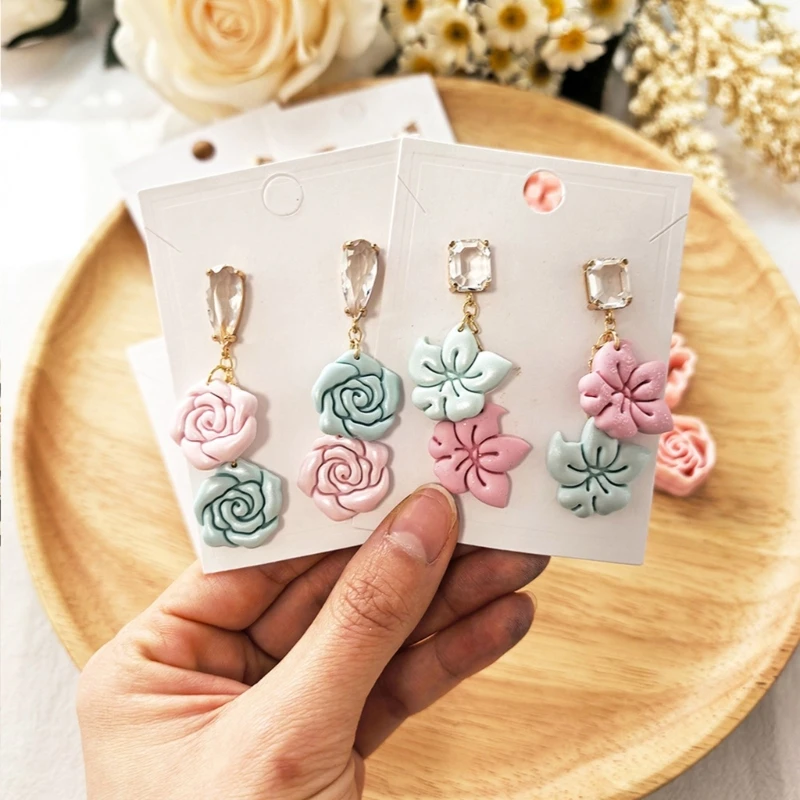 

Artisanal Grade plastic Flower Molds 8Pcs Polymer Clay Earring Making With Sturdy Plastic Craft Tools E0BF