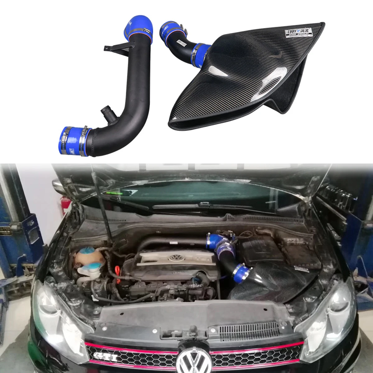 

EDDY Premium CC 1.8T/2.0T Carbon Fiber Air Filters Kit Cold Air Intake Bellows System Part Aut