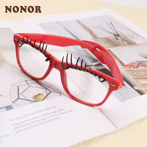 NONOR 2PCS Decorative Glasses Fake Eyelash Funny Shape Glasses Party Personalized Party Makeup Photography Eyewear