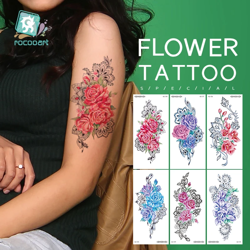 Flower Rose Butterfly  Arm Chest Waist Shoulder Back Waterproof Temporary Tattoo Sticker  Fake Tattoo  Body Art For Woman