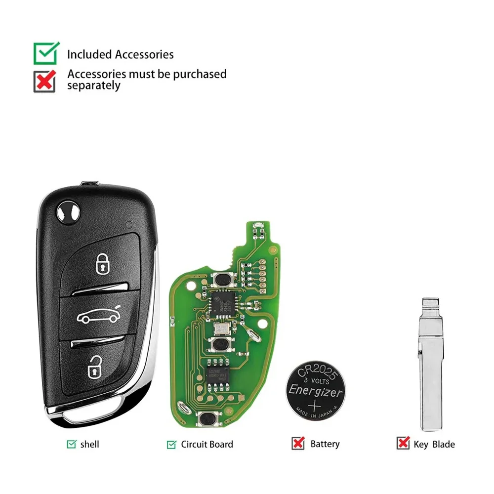 5 sztuk/lot Xhorse XKDS00EN 3 przyciski Uniwersalny przewód VVDI Zdalny kluczyk samochodowy DS Style dla VW Dla VVDI2 / Mini / Key Tool Max