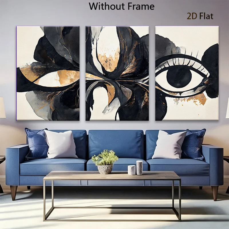 2D Flat, 2D Flat, 2D Flat 3-Panel Abstract Modern Art Canvas Prints, Wall Art Canvas Prints, Living Room Home Decor, Frameles
