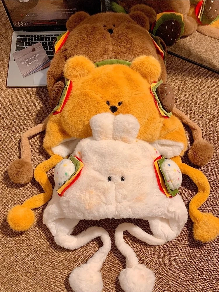 2026 لطيف برغر الدب أفخم قبعة المرأة الخريف والشتاء أفخم سميكة الدافئة محيط الرأس الكبير واقي أذن لي فنغ قبعة #6