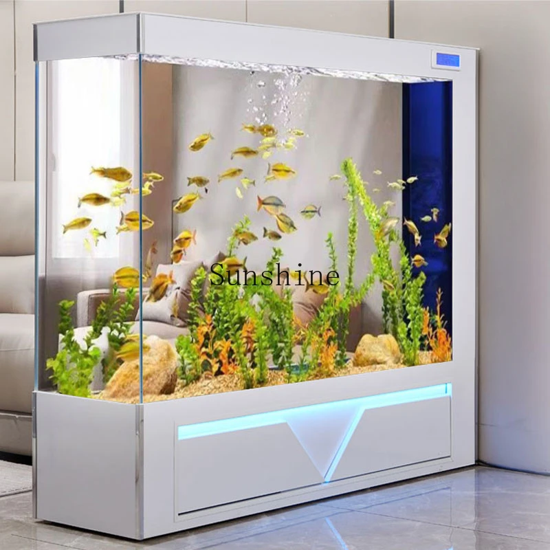 Large smart home floor-to-ceiling side filter aquarium without water change