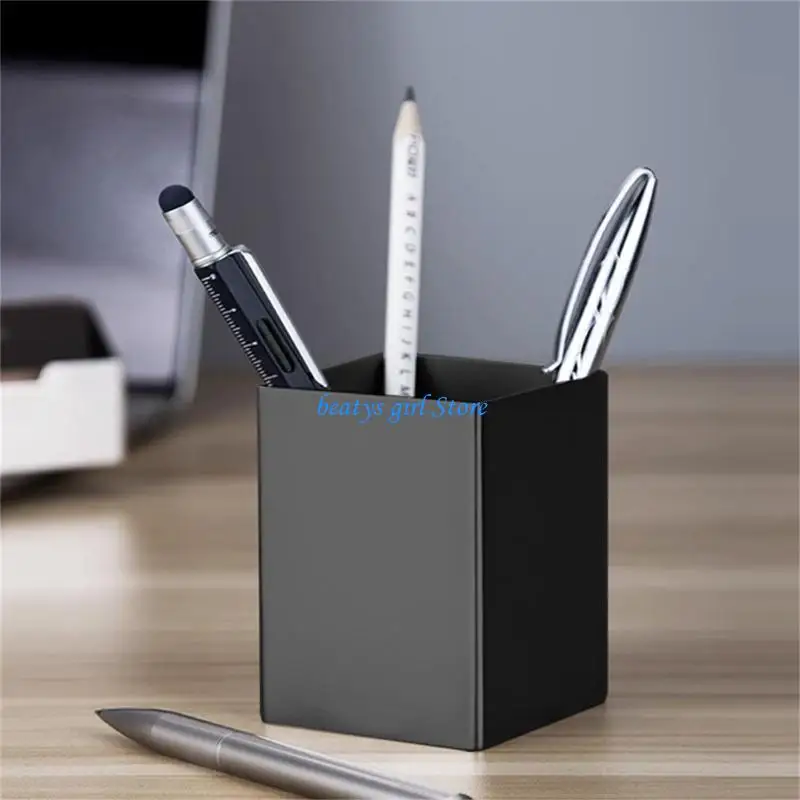

C7AB Metal Pencil Holders Makeup Brush Container Square Pen Holders Desktop Holders Desk Supplies