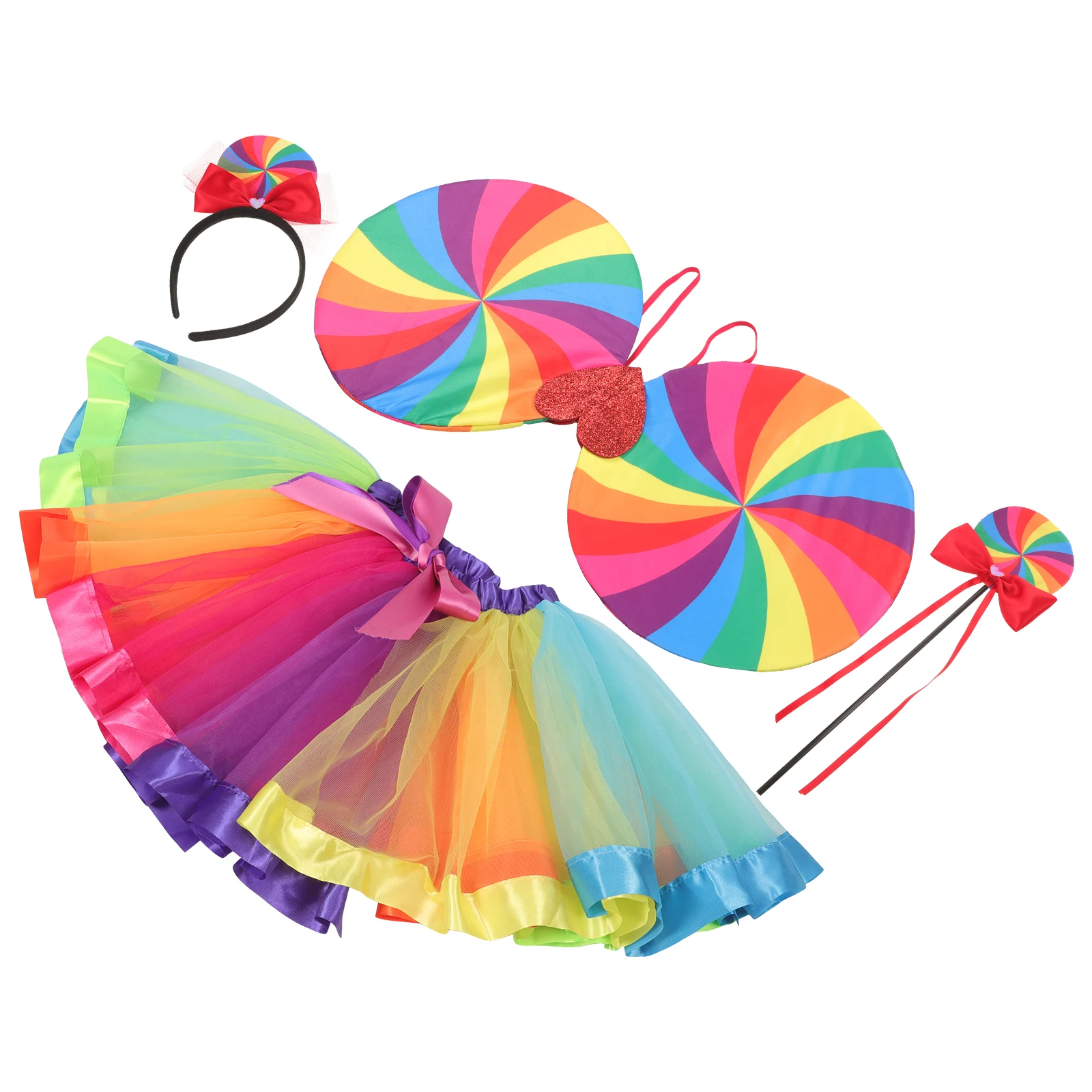 Decorazioni Costume per bambini Panno di plastica Leggero Ali di fata Gonna tutu Fascia per capelli Puntelli per foto Prestazioni per bambini