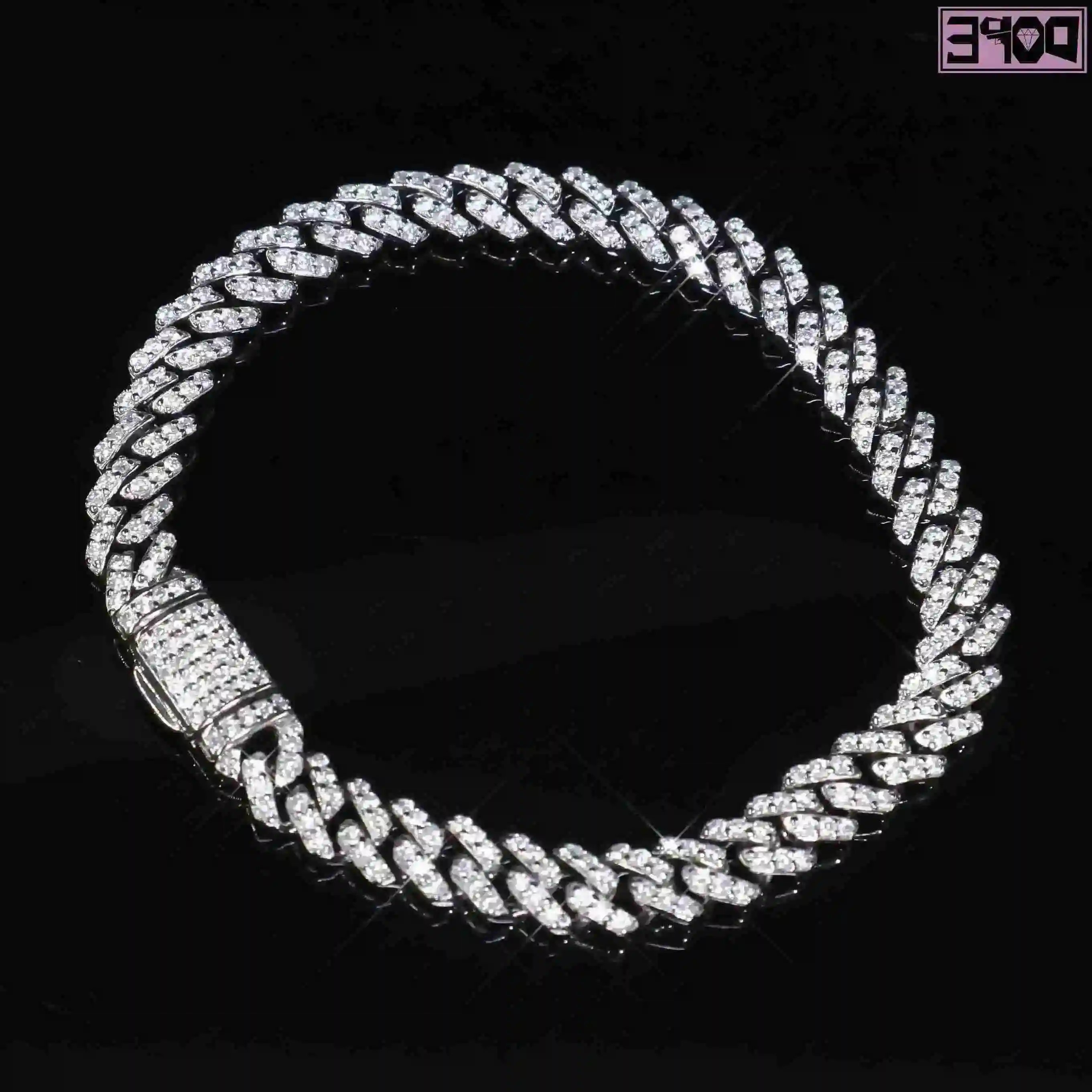 

8 мм Iced Out кубинская цепочка однорядный хип-хоп серебро 925 пробы для мужчин и женщин VVS муассанит кубинский браслет