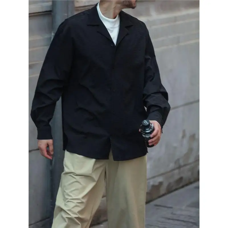 

Мужская винтажная рубашка свободного кроя с длинным рукавом и кубинским воротником, осенне-зимняя, больших размеров, дышащая, повседневная, 300 Pou