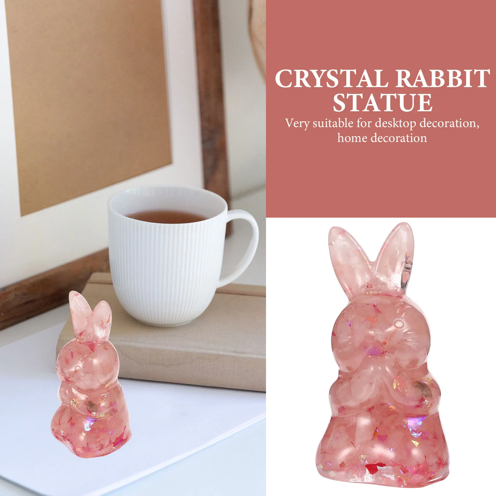 

2 Pcs Small Figurines Bunny Rabbit Sculpture Easter Table Decor Stone Home Statues