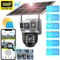 Solar Powered Security Camera Outdoor CCTV 8MP 4G Wireless Dual Lens PTZ 4K HD 10x Optical Zoom Curious Surveillance Camera