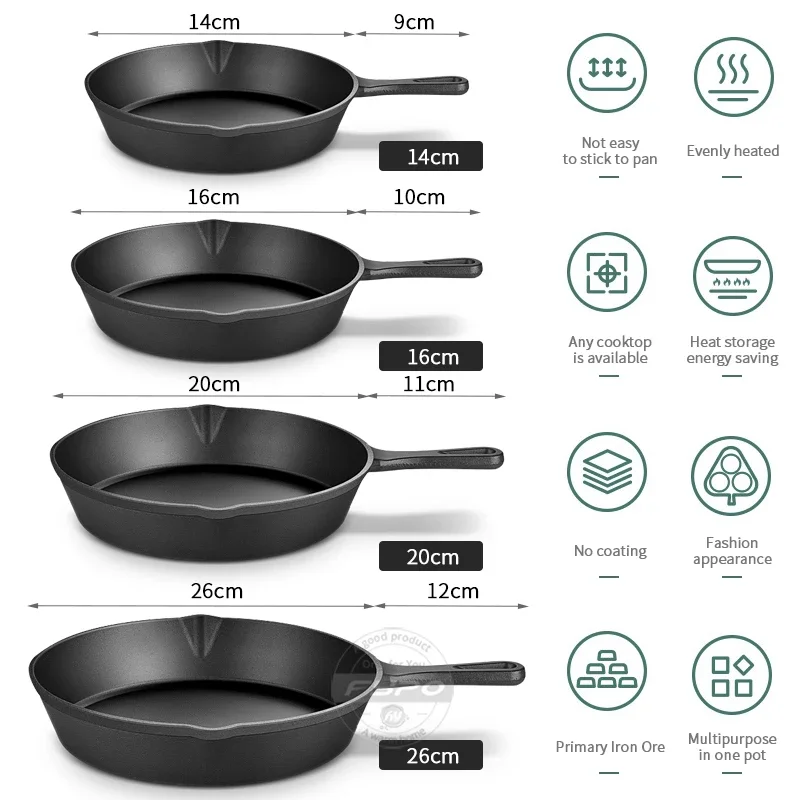 Heavy-Duty Cast Iron Skillet – Oven-Safe, Induction Compatible, Perfect for Breakfast & Searing