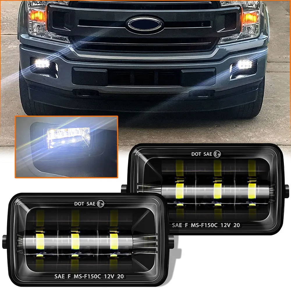 

1 Pair Black Rectangular LED Fog Lights Lamps Driving Light for Ford F150 Super Duty 2015 2016 2017 2018