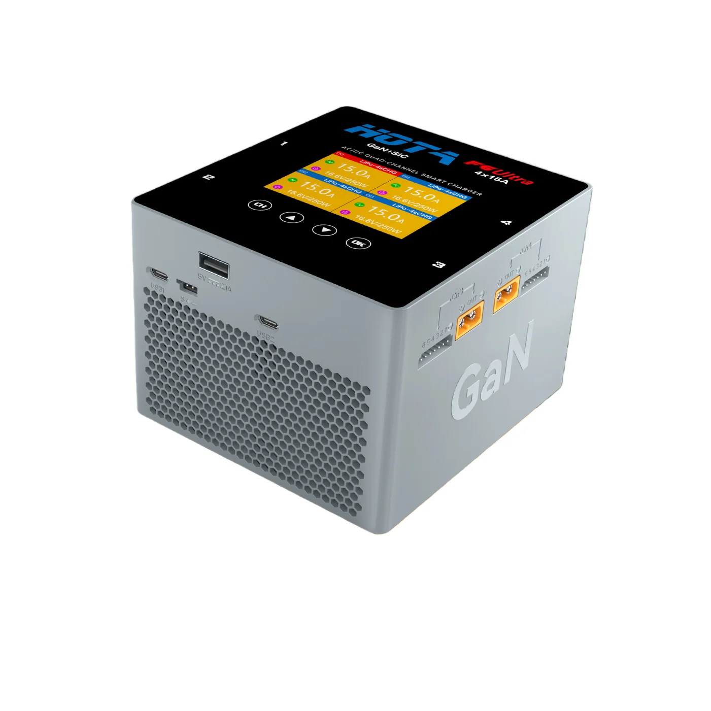 HOTA F6 Ultra avion chargeur d'équilibre Intelligent 4 canaux entrée AC DC 1-6S batterie li-po puissance de nitrure de gallium nouvellement améliorée