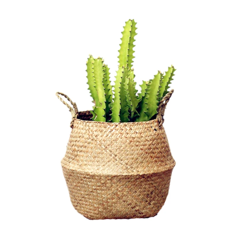 

Storage Baskets Straw Wicker Rattan Hanging Flowerpot Seagrass Folding Laundry Clthoes Baskets Garden Plant Basket Home Decor