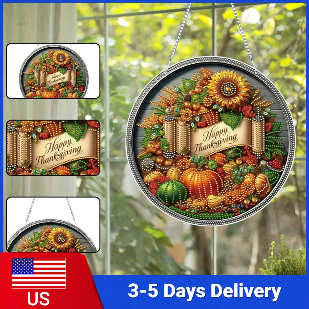 

Набор для алмазной мозаики: 2D плоские подвески-украшения для окон и стен в форме сердца, со стразами, для декора дома и окон ко Дню Благодарения