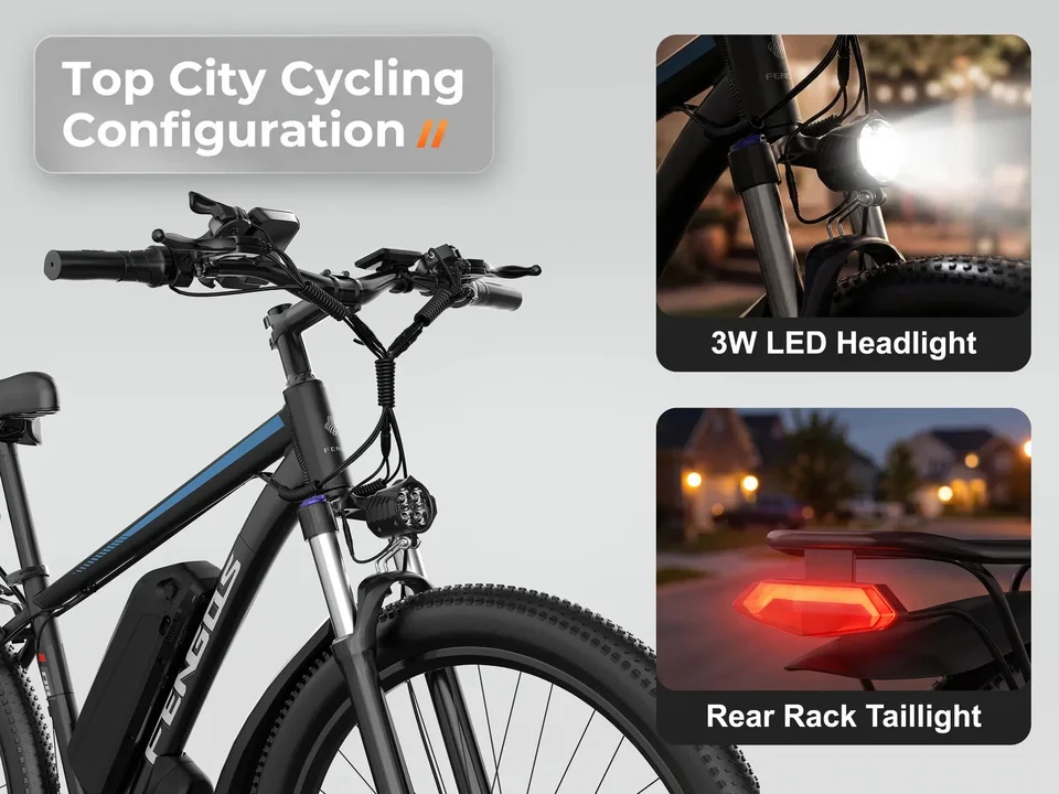 FENGQS 27.5" Electric Bike for Adults, 2000W Peak Power Motor Ebike, 35MPH 80Miles Electric Mountain Bike with 17.5AH Removable Battery-UL 2849, 21-Speed, White image 3