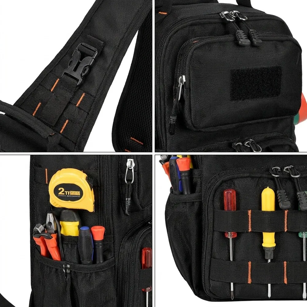 Hvac Technician Bag Electrician Tool Bag Transparent Mesh Sections 1680d Oxford Fabric For Screwdrivers And Multimeters