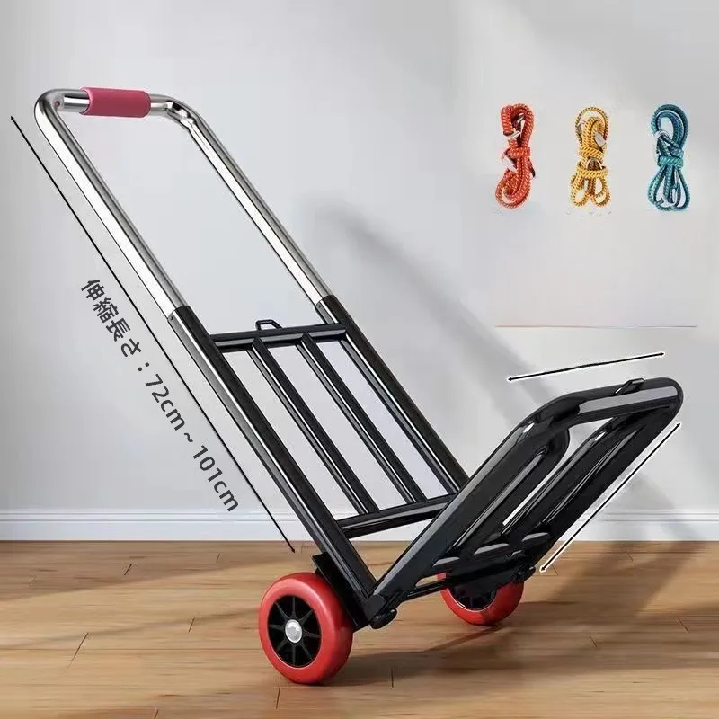 ポータブル手引きショッピングカート野菜購入車貨物輸送ミニチュアロードキング家庭用折りたたみ式ゴムホイール