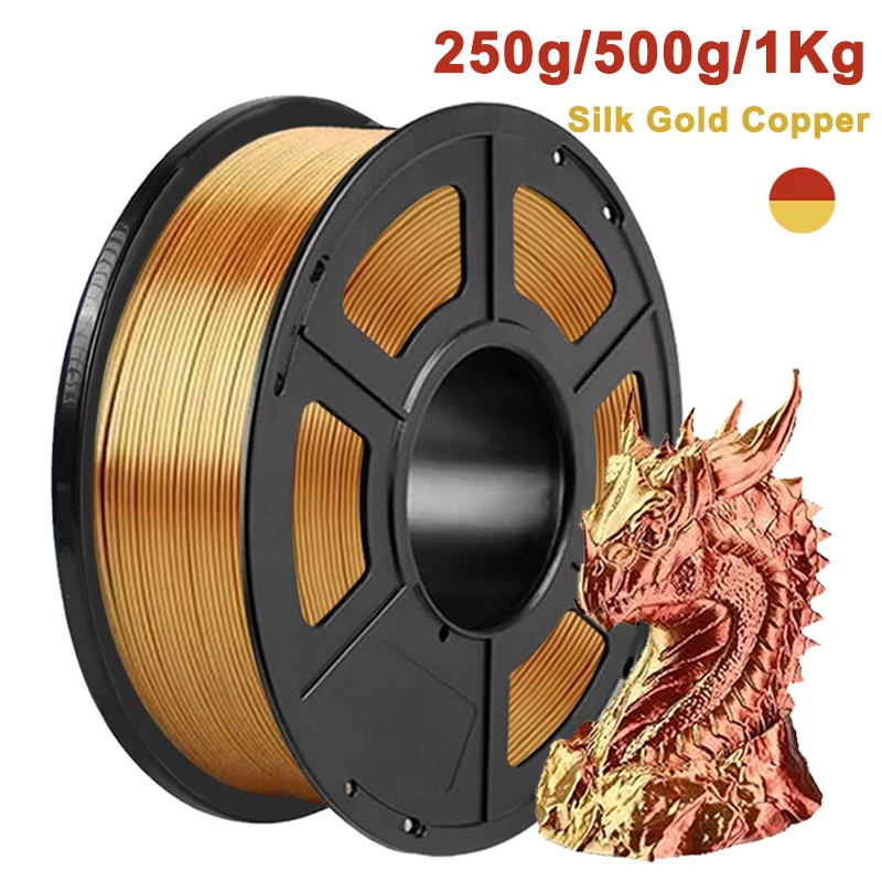 

PLA 3D-принтер Filament Silk Gold Copper Dual Color 250g 500g 1Kg Двухцветная шелковая медь Glod 1,75mm PLA Материал для 3D-печати