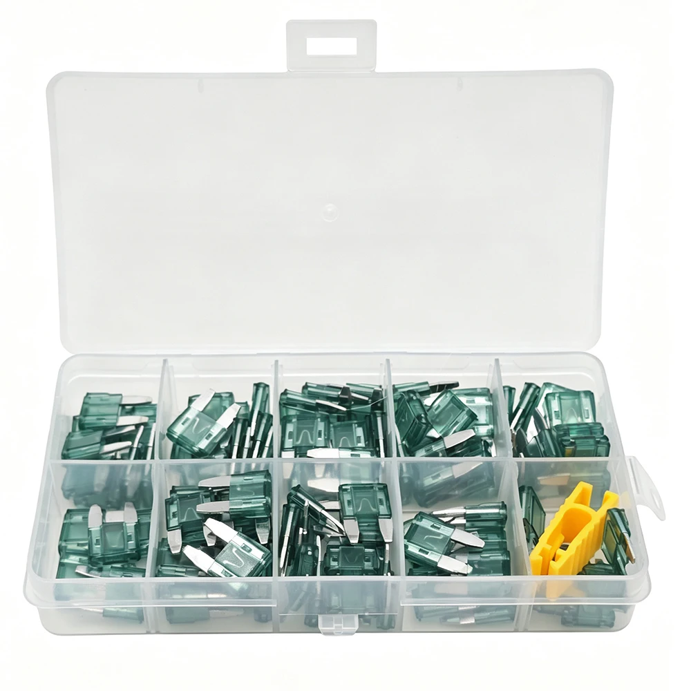 100 Stück Mini-Sicherungen 1A/2A/3,5A/7,5A/10A/15A/20A/25A/30A/35A/40 AMP APM/ATM Mini-Flachsicherungen Kurzschlussschutzsicherung – Detail 2
