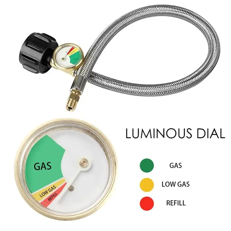 A56P-RV Propane Regulator With Hose, Heavy Duty 2-Tank Auto Changeover LP Propane Gas Regulator With Gauge