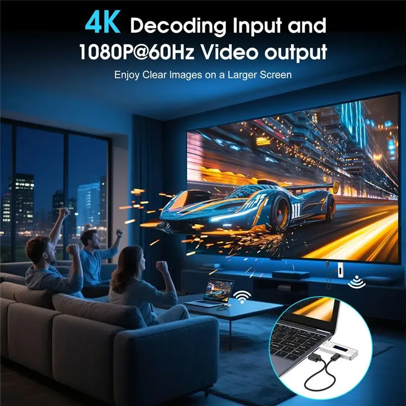 M51K-Plug& Play Wireless -Compatible Extender Kit:Transmitter And Receiver Support 2.4/5G, 4K Decode Portable