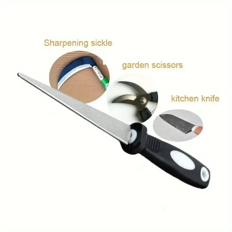 Diamond whetstone, easy to use and durable, with a double-sided flat and curved design, featuring a handle for grip
