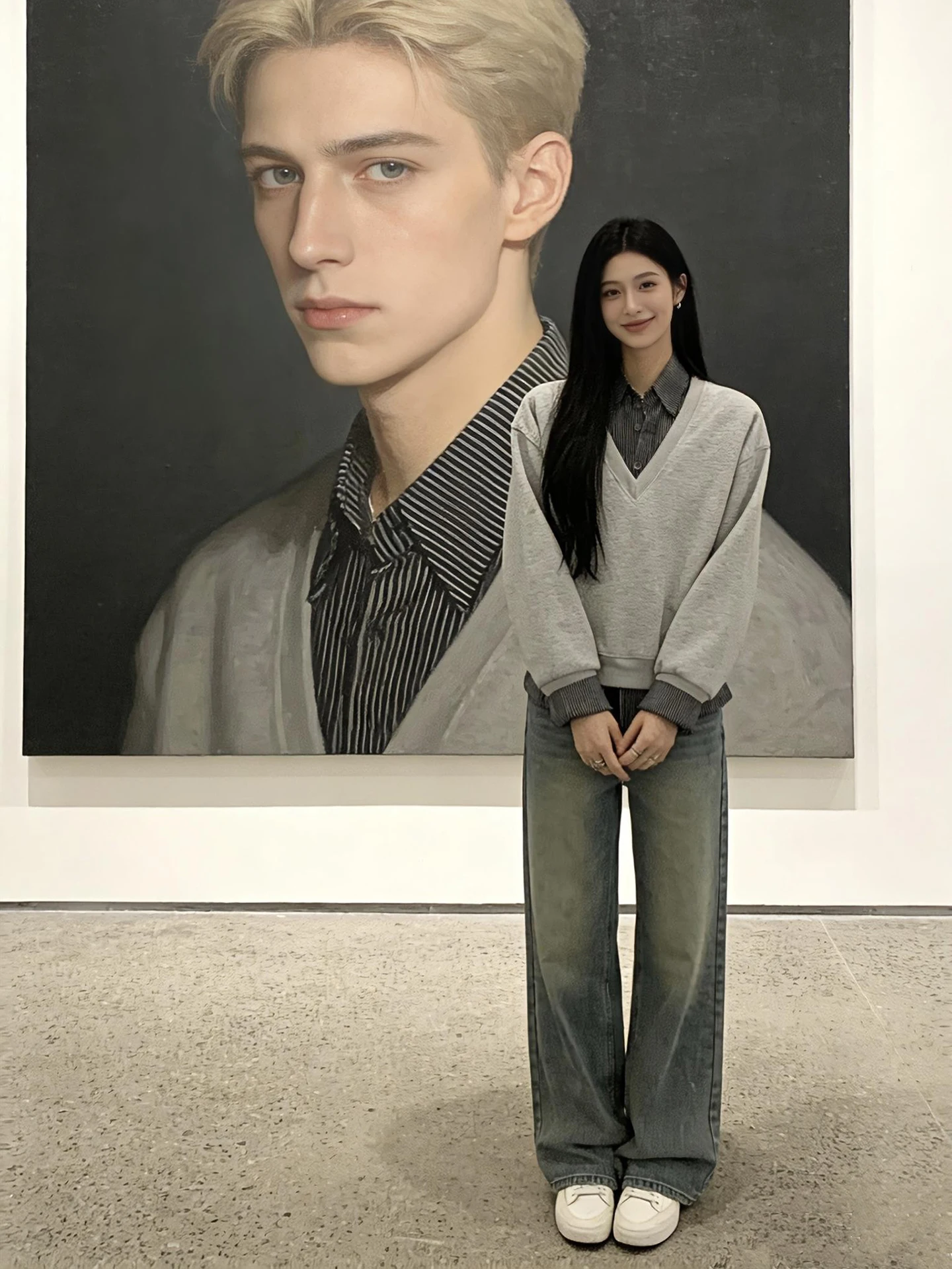 

Retro Blue Men's Flared Jeans Loose Wide Leg Slim Straight American High Street Vibe Spring Season Denim Pants