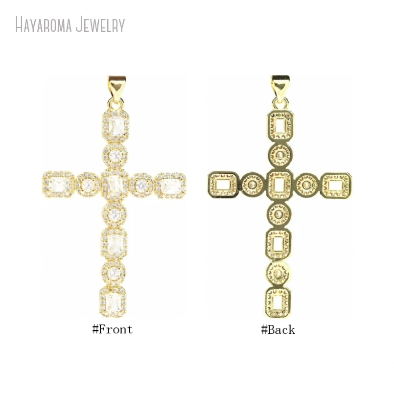 

10Pcs Wholesale Jesus Jewelry Cross Crisscross Metal Clear Cubic Zirconia Christian Pendant PM52401