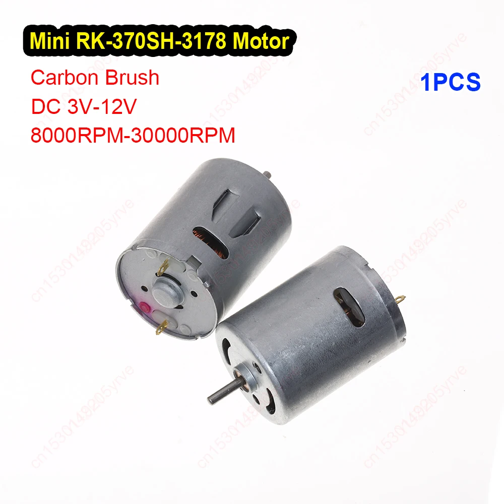 RK-370SH-3178 High Speed Large Torque Motor DC 3V 6V 9V 12V 30000RPM Strong Magnetic Carbon Brush Remote Control Drift Car Motor