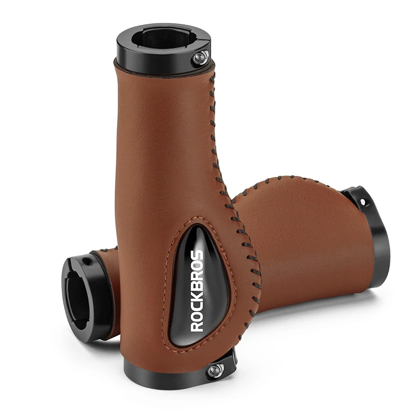 ROCKBROS Fahrradgriffe, stoßfest, weiches flüssiges Silikon, Fahrradlenkergriffe, beidseitig verriegelt, PU-Leder, MTB, Rennradgriffe
