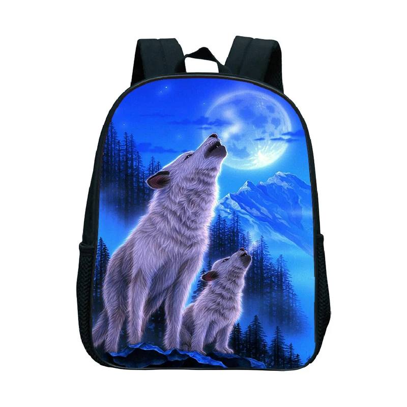 

Animal Wolf Backpack Primary Kindergarten Knapsack Kids 3D Printing School Bags Toddler Bookbag Back to School Backpacks Mochila