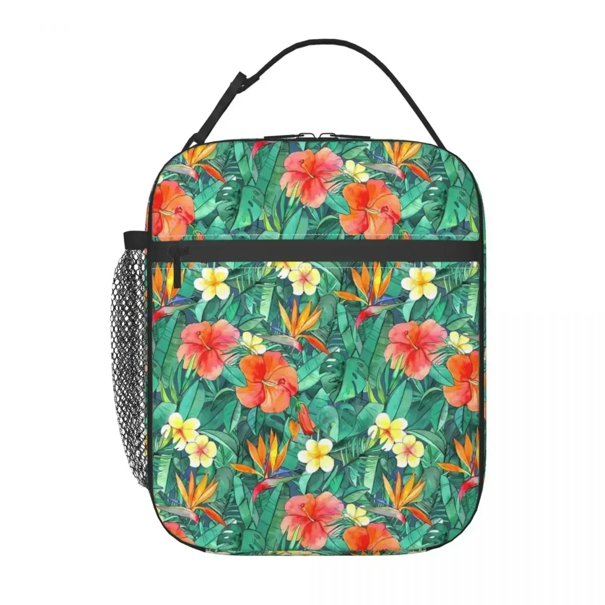 Tropical Floral Lunch Bag Midnight Garden Fun Lunch Box For Child Office Portable Insulated Cooler Bag Oxford Thermal Lunch Bags