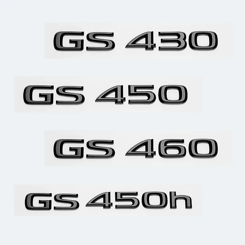 3D Glossy Black ABS For Lexus GS200t GS250 GS300 GS350 GS430 GS460 GS450h HYBRID Rear Trunk Logo Emblem Retrofit Upgrade Letter