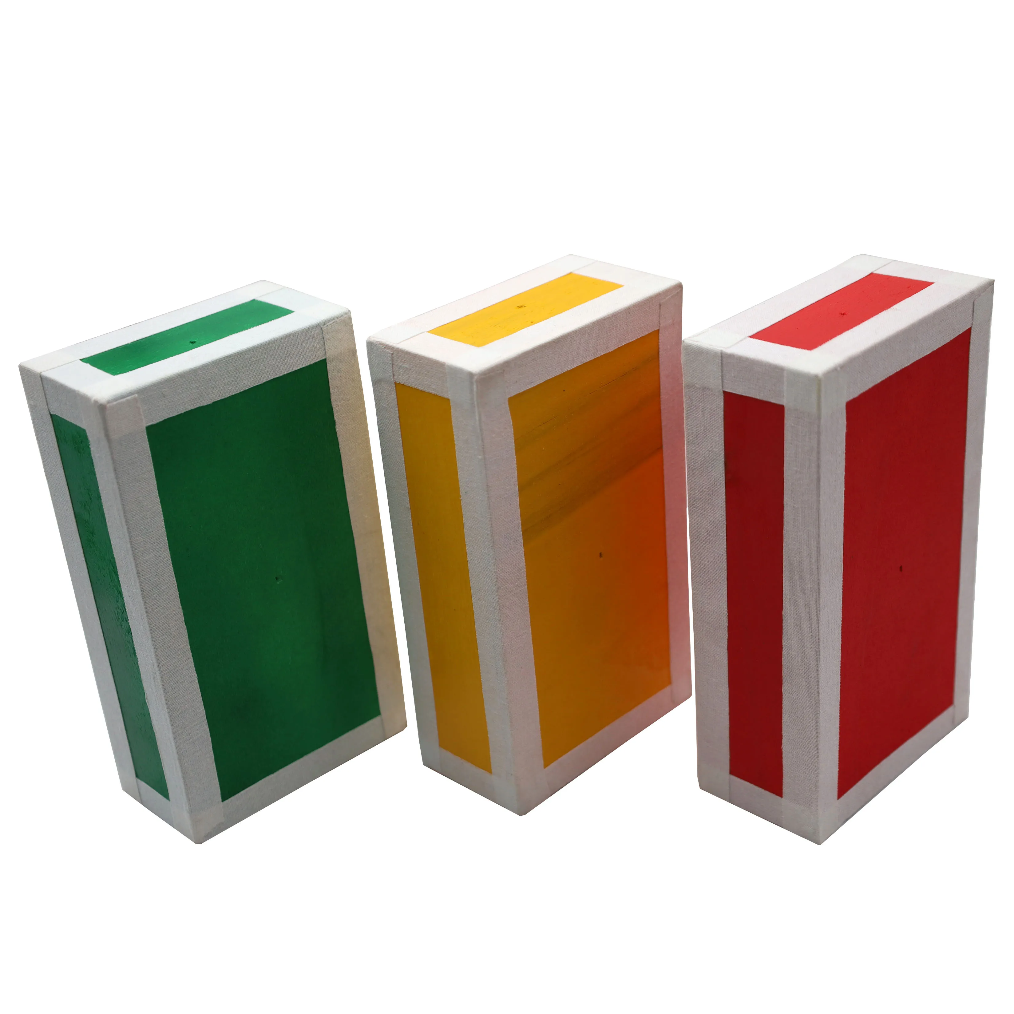 PEHHAH Juggling Wooden Cigar Box Set of 3 -Red/Yellow/Green