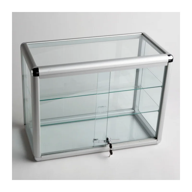 

Custom. High Quality Glass Display Showcase Thicken Aluminum Frame Locking Jewelry Counter Top Display Showcase