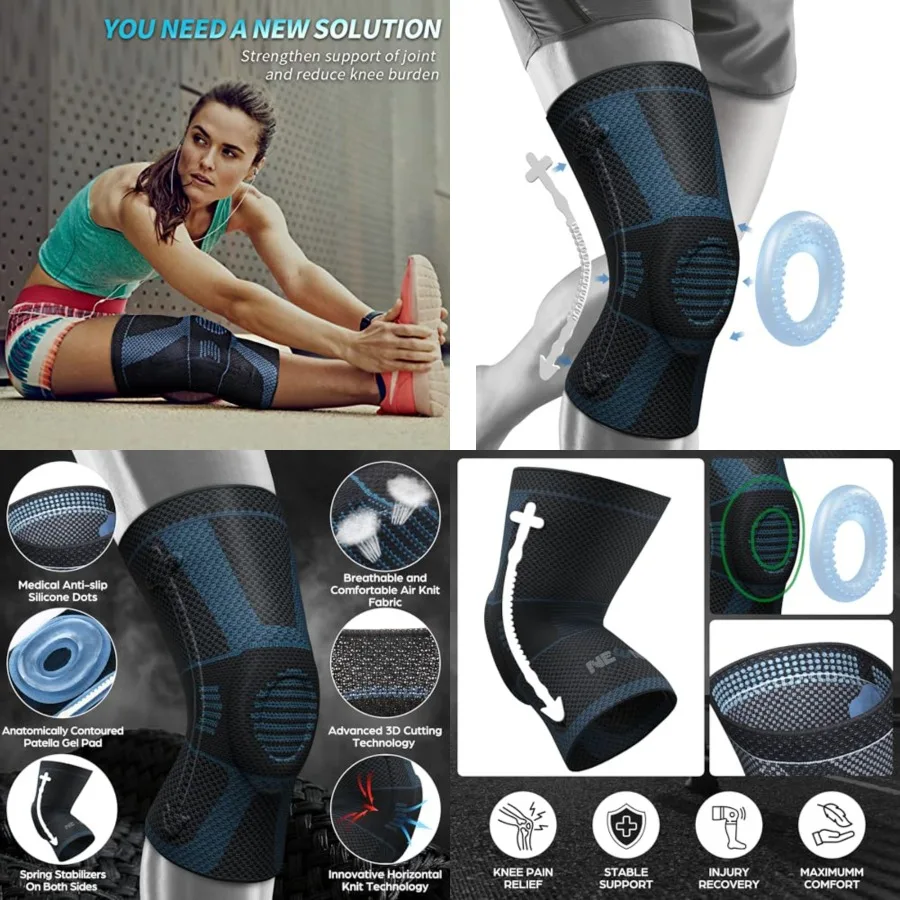 

Professional Knee Brace for Pain Relief, Medical Knee Compression Sleeve, Knee Support with Horizontal Knit Tech for Meniscus T
