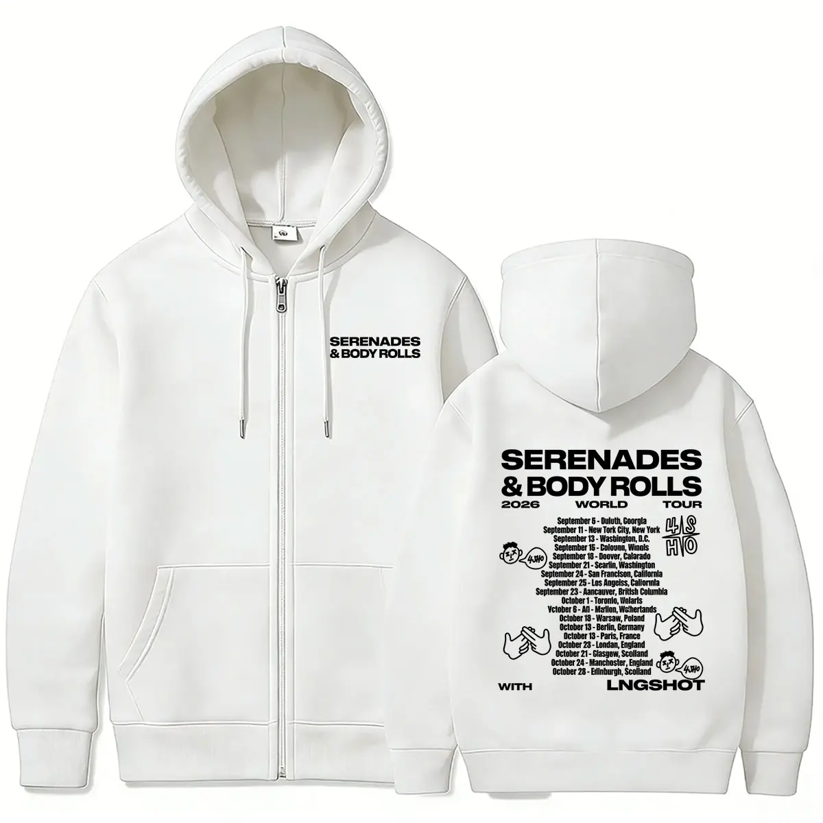 Koreanische Band Jay Park Lngshot Serenades & Body Rolls 2026 World Tour Zipper Hoodie für Männer und Frauen Kpop Mode Vintage Zip-Up Hoodies – Detail 7