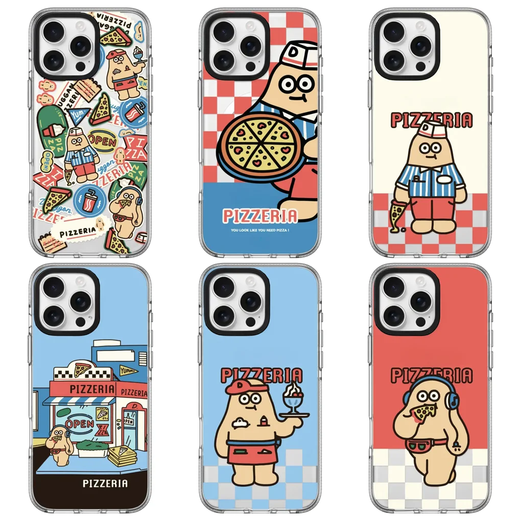 

Cartoon Pizza Transparent Border IPhone 13 14 15 16 Pro Max Case - Protective IPhone Case