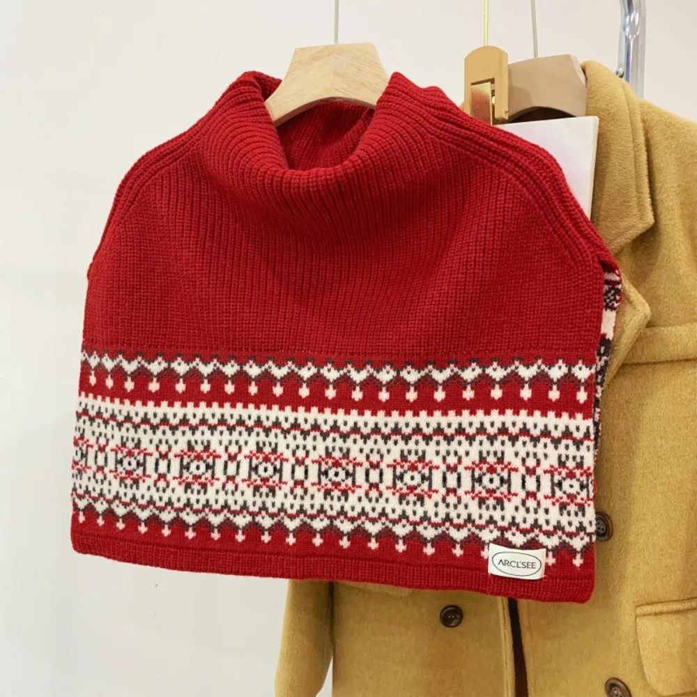 

Элегантный пуловер в стиле Fair Isle, вязаная шаль, утолщенная накидка на шею, разделенный плащ, жаккардовый шарф, аксессуары для шарфов