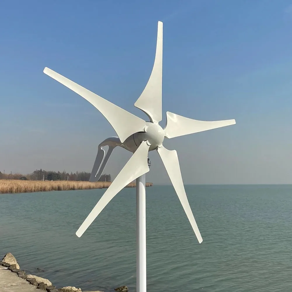 Horizontal Shaft Wind Turbine Generator Complete Set 12V 24V 48V 5000W 6000W Motor Free Energy Windmill Off Grid System