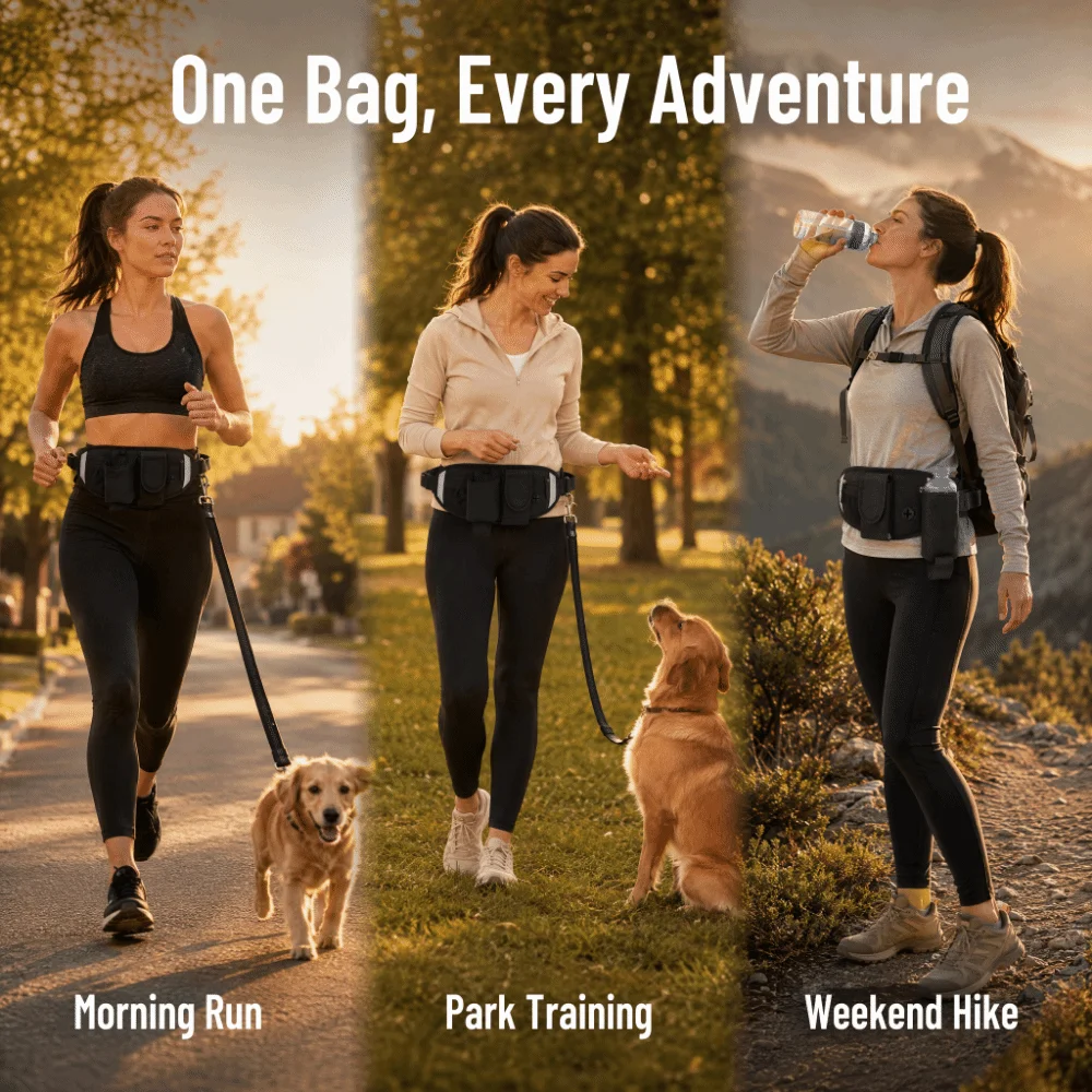 3pcs Multi-Compartment Running Waist Bag Zippered Closure Lightweight Fabric Sport Fanny Pack Adjustable Strap Outdoor Waist Bag