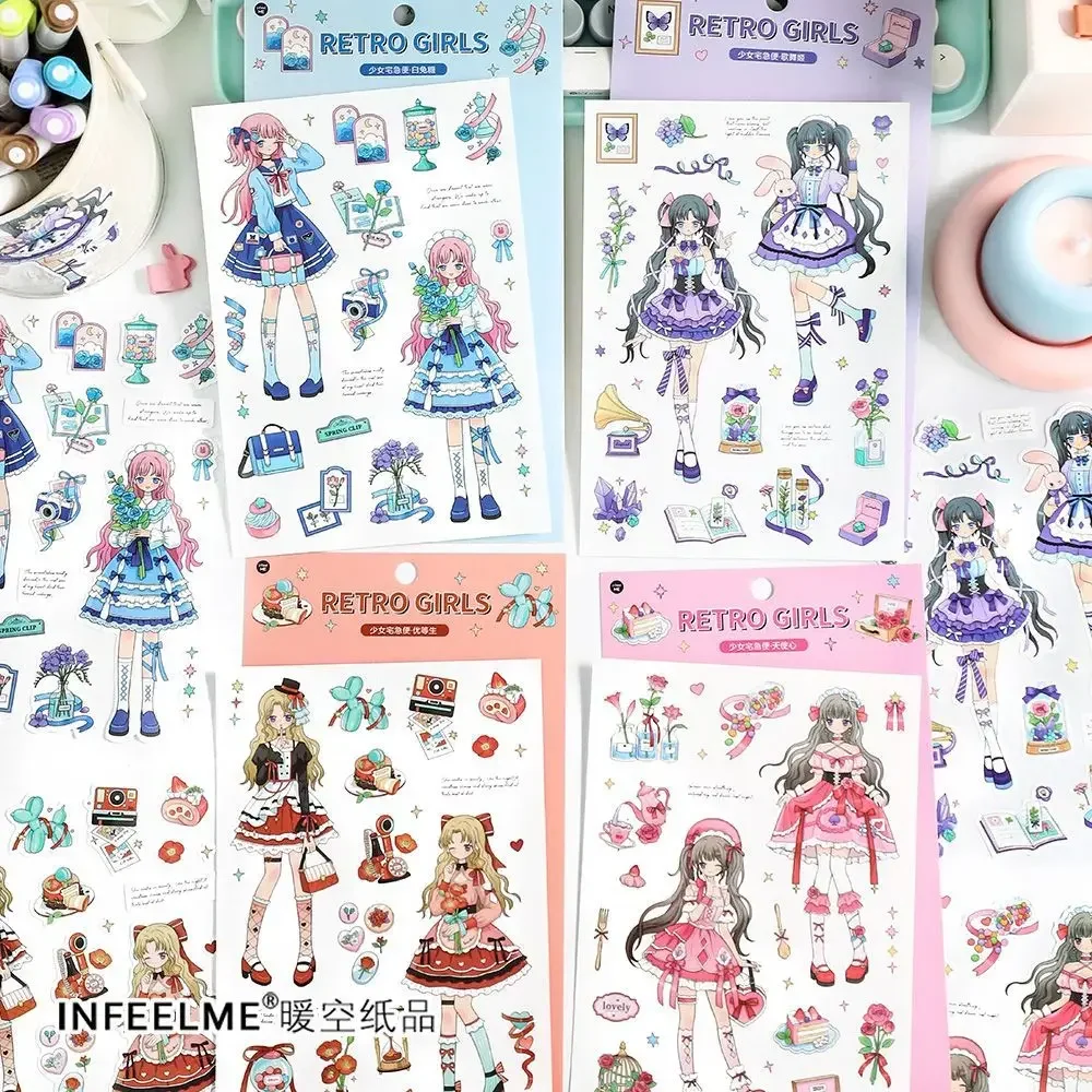 Girl Character Sticker Series Self-adhesive Stickers Cute Cartoon Characters Diy Material Stickers