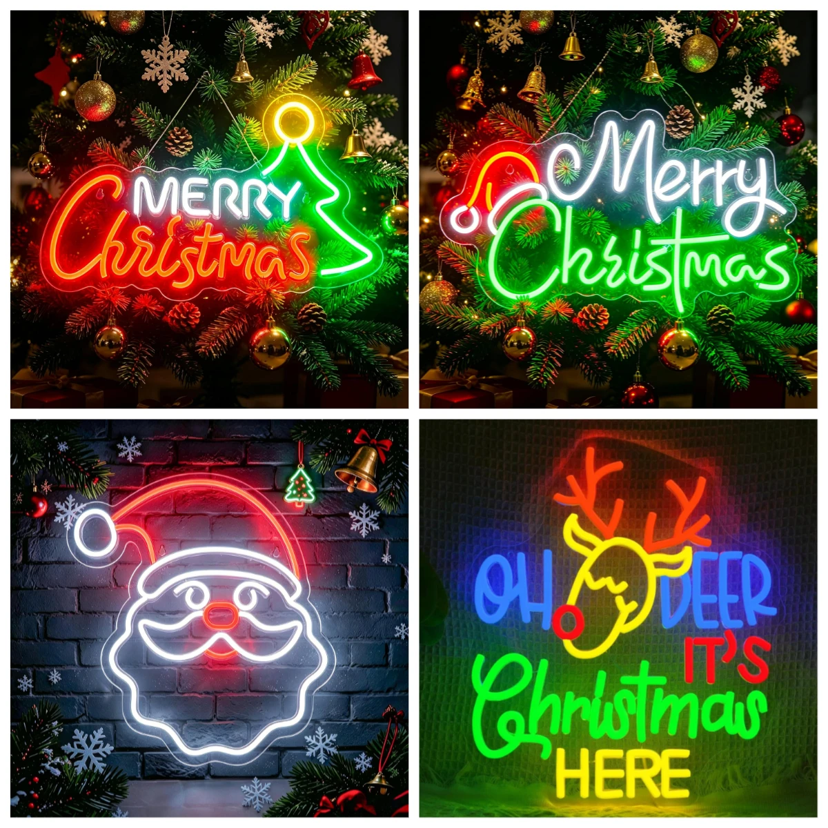 Oh Deer It's Christmas Here Neon Sign Dimmable LED Lights for Christmas Party Bar Bedroom Shop Home Wall Decoration Holiday Gift